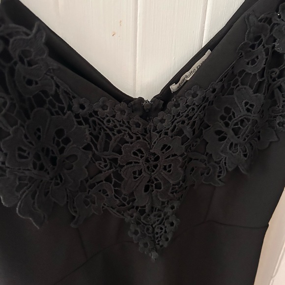 Charlotte Russe Black Lace Detail Dress with Straps and Back Slit, EXCELLENT UC - Picture 7 of 11